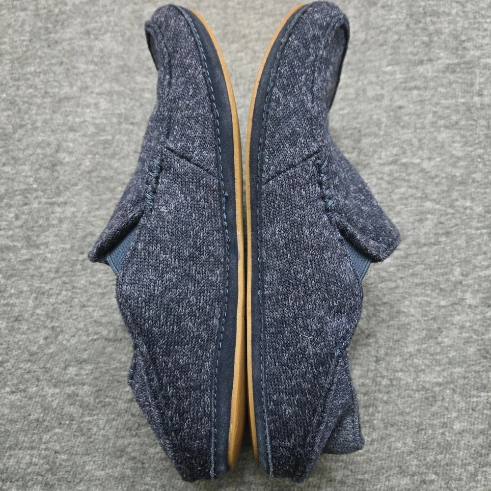 OluKai Moloa Hulu Mens 9 Navy Blue Wool Blend Slip On Loafers Casual House Shoes